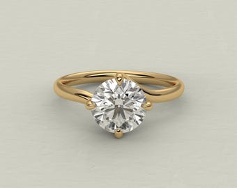 Round Cut Certified Lab-Grown Diamond Solitaire Ring | Luxury Engagement Ring in Gold, Platinum & Silver