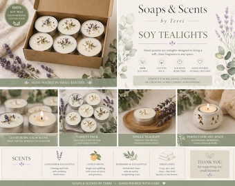 Soy Tealights | 6 Pack or Variety Pack (8) | Clean Burning | Lavender, Citrus, Fresh Linen | Handmade Candles