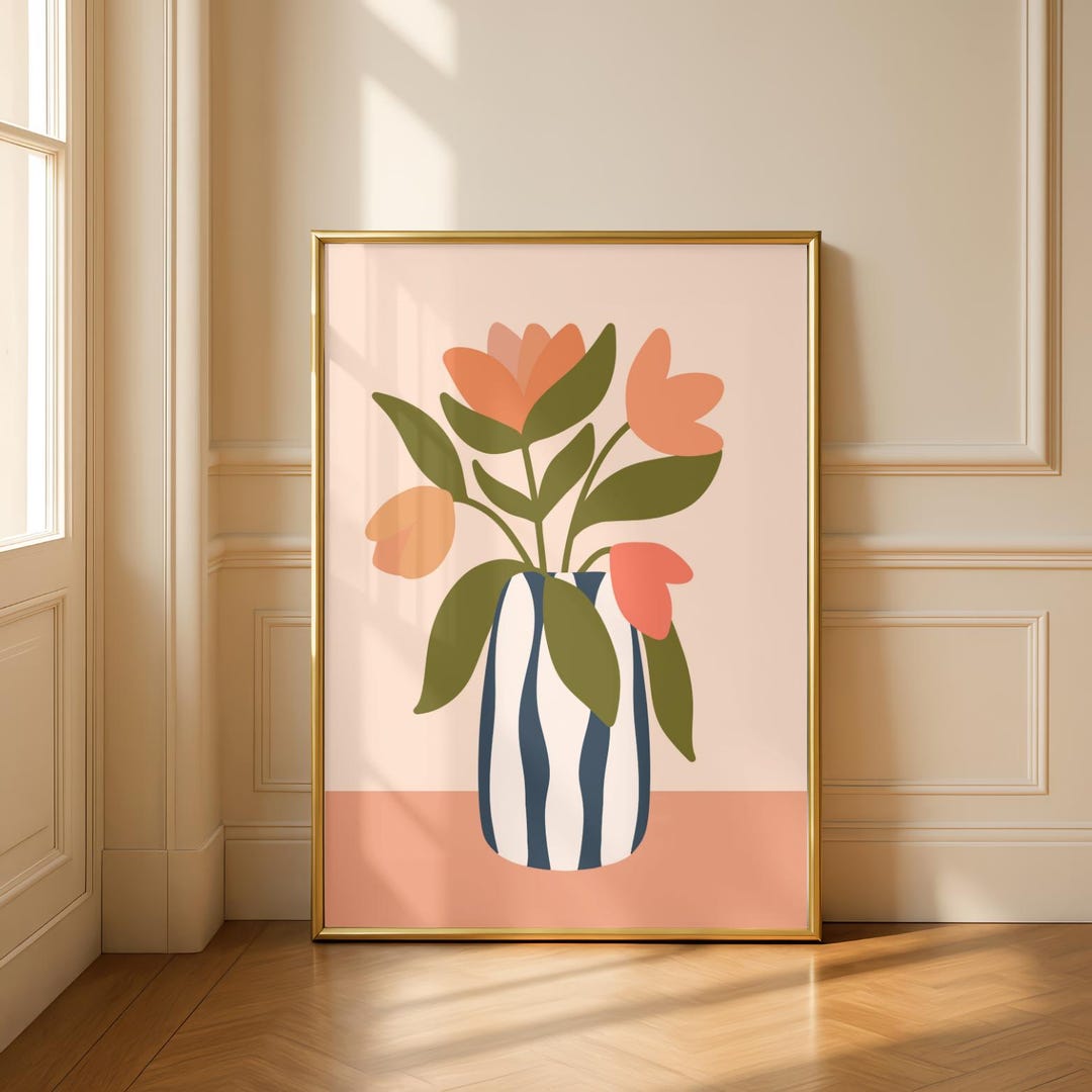 Minimalist Tulip Wall Art Printable • Neutral Vase Flower Print ...