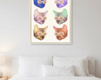 Sunglasses Cats Digital Print | Wall Art | Abstract Home Decor