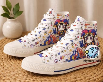 Custom The Amazing Digital Circus High Top Shoes, Digital Circus Pomni Characters Shoes, Back To School Gift, Circus Sneakers