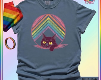 LGBT Pride Shirt,Cat, Funny Pride Tee, Gift for Gay Friend, Queer Humor Apparel, Rainbow Graphic Shirt, LGBTQ+ Style