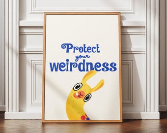 Quirky Llama Art Print, Colorful Typography Wall Decor (Digital Download)