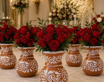 Small Talavera Flower Vase | Brown & White | Lead Free