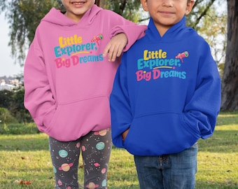 Sudadera con capucha para niños pequeños Little Explorer Big Dreams, ropa preescolar, estilo casual para el día a día, sudadera con capucha.