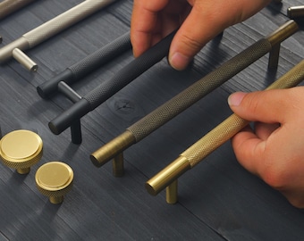 Knurled Aged Brass Handles,Solid Brass Cabinet Cupboard Pulls Knobs Handles, Antique Kitchen Knobs,Brass Pulls Handles,Cabinet Hardware