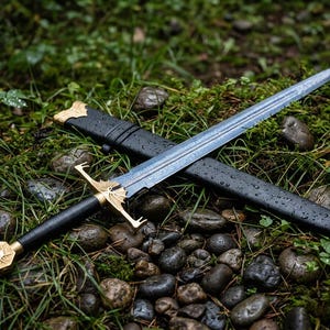 Handmade Damascus-Inspired Fantasy Longsword | Medieval Style Collectible sword