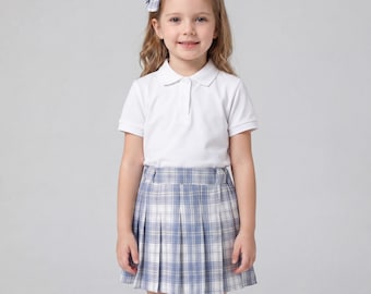 Girls Plaid Pleated Cotton Skirt – Preppy School Style A-Line