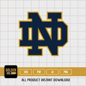 May include: A navy blue and gold logo featuring the interlocking letters "ND" with a gold outline. The logo is set against a white grid background. The image includes the text "ALL PRODUCT INSTANT DOWNLOAD".