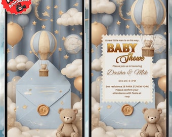 Baby Shower, Teddy Bear Video, Animated Invitation We Can Bearly Wait,Instant Download