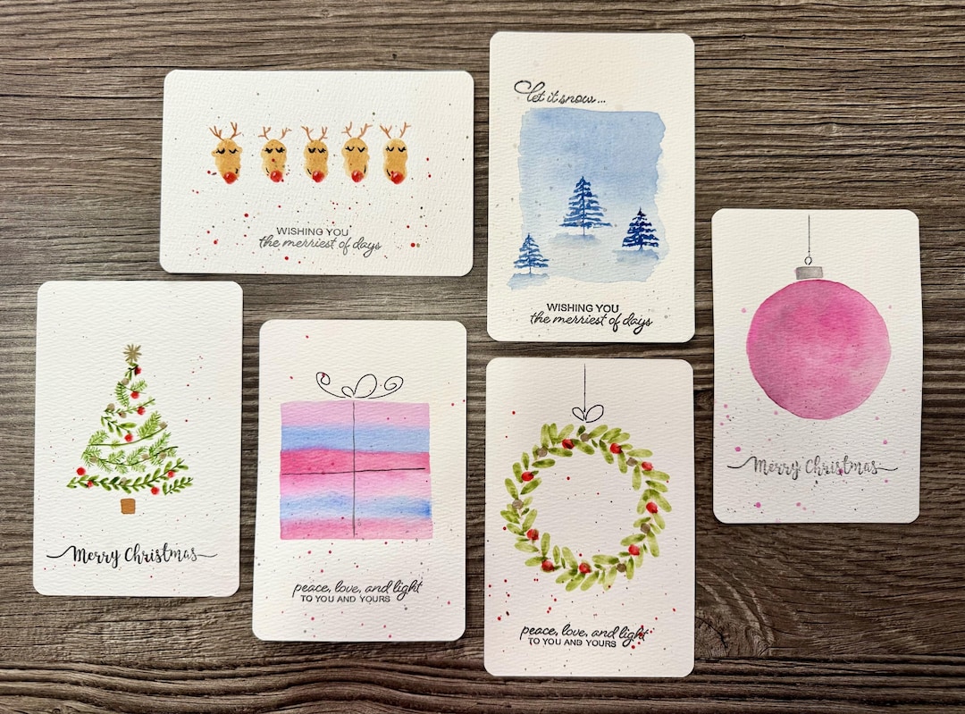 Hand-painted Watercolor Christmas Cards, Set of 6 | Original Art - Etsy