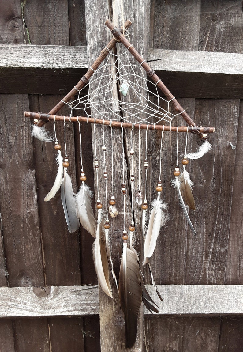 Rustic dream catcher boho dream catcher quartz amazonite image 0