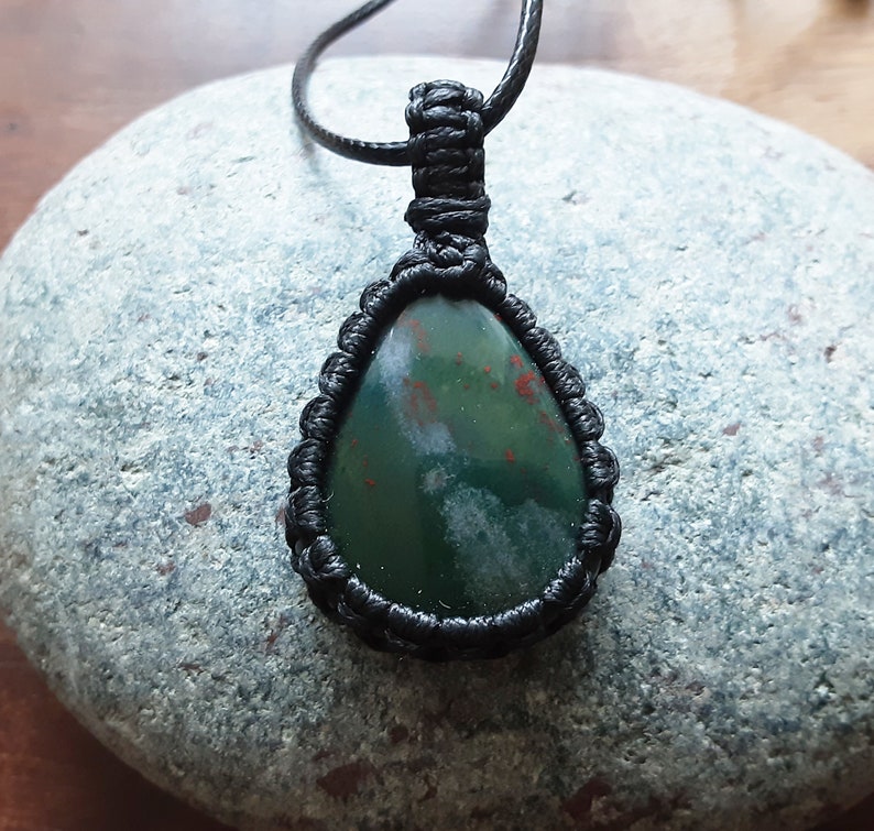 Bloodstone pendant macramé necklace bloodstone crystal image 0