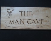 MAN CAVE Hand Carved Wood Sign For Dad