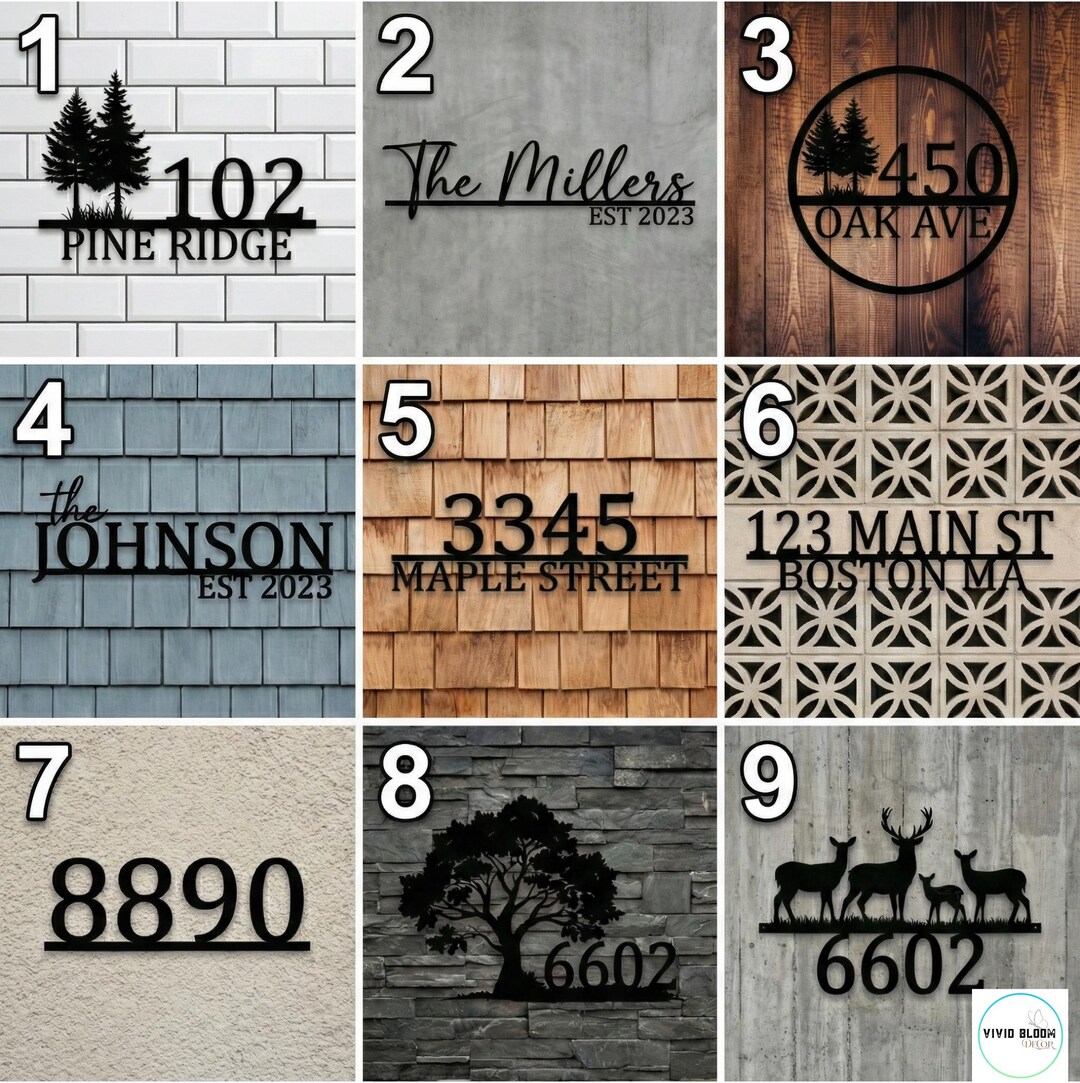 Modern Metal House Address Signs, Address Number Sign With Street Name ...