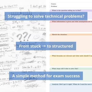 Guida allo studio di ingegneria con foglio di lavoro e agenda per la preparazione all'esame / Un metodo semplice per risolvere problemi tecnici
