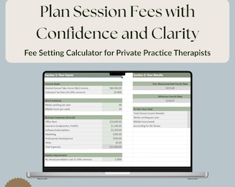 Kalkulator opłat za prywatną praktykę | Excel i Arkusze Google | Planer dochodów terapeuty | Pewnie ustalaj swoje opłaty