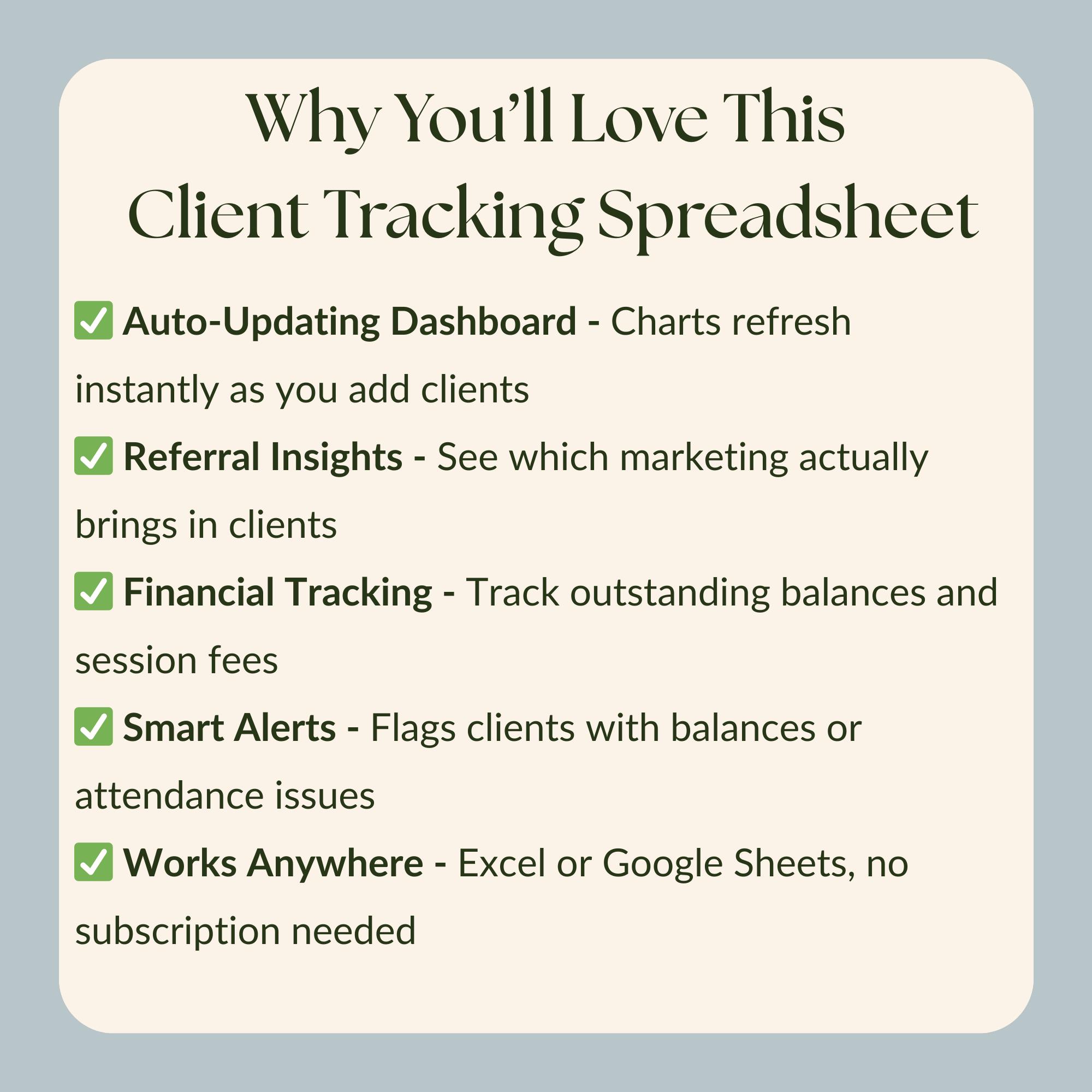 Therapy Client Tracker Spreadsheet | Caseload Management for Therapists ...