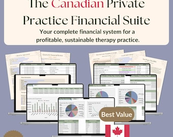 Pakiet finansowy Canadian Therapist | Śledzenie podatków, system budżetowy, arkusze kalkulacyjne (Excel + PDF)