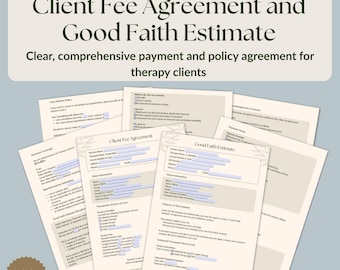 Szablon umowy o wynagrodzenie dla terapeutów | Wypełniany plik PDF | Szacunek w dobrej wierze | Formularze prywatnej praktyki