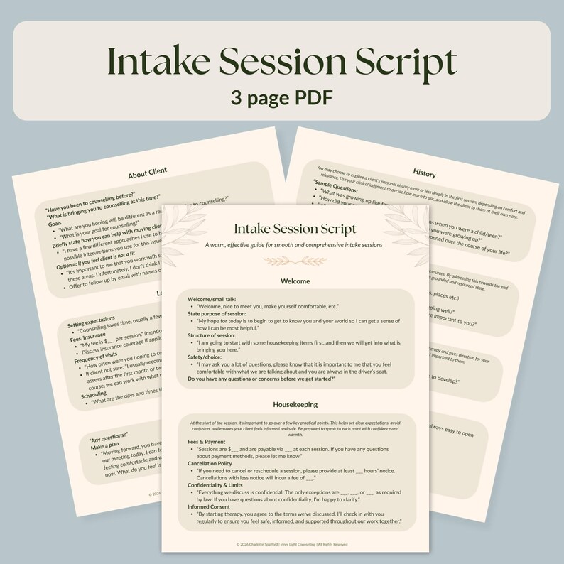 Complete Client Intake & Onboarding System for Therapists | Scripts ...