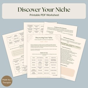 Therapist Niche Worksheet | Find Your Ideal Client & Specialty | Private Practice Marketing Tool