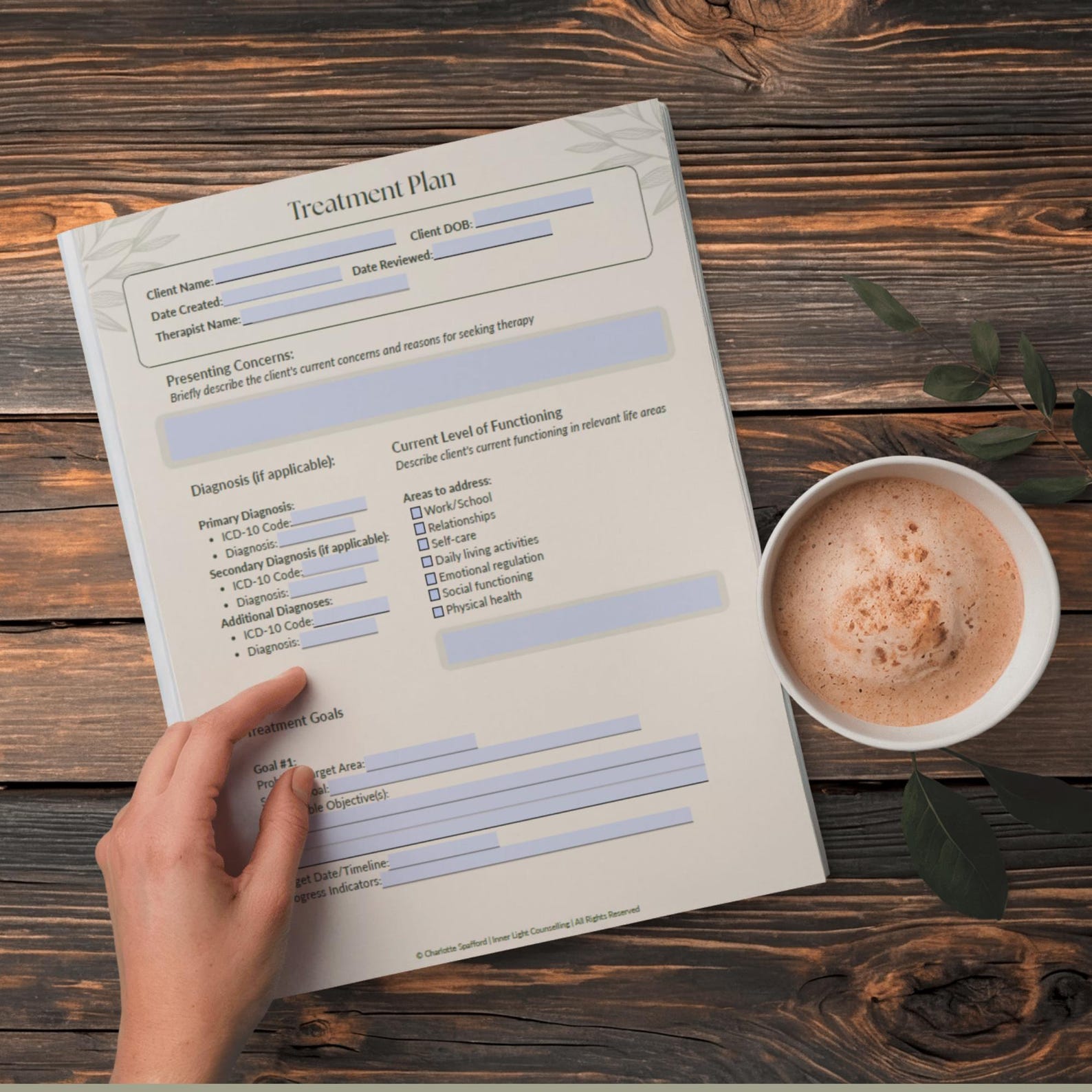 Treatment Plan Template for Therapists | Fillable PDF | Counseling ...