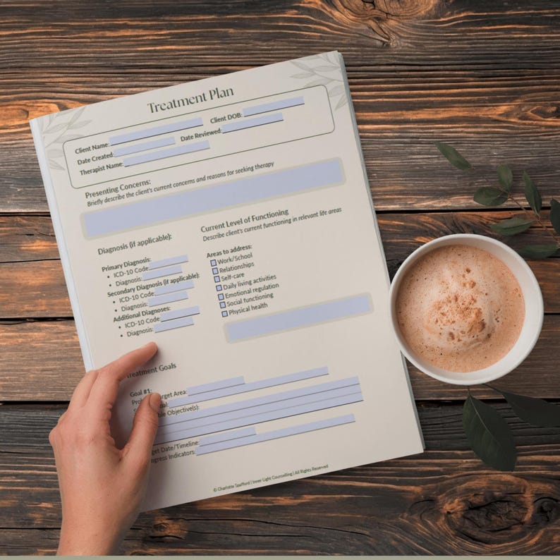Treatment Plan Template for Therapists | Fillable PDF | Counseling ...