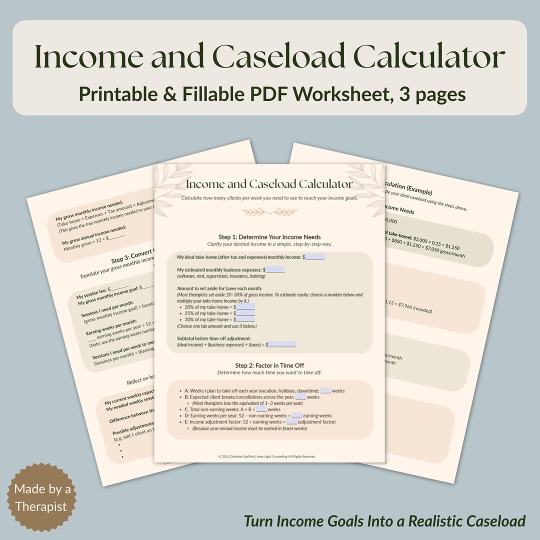 Income & Caseload Calculator for Therapists | Set Income Goals ...