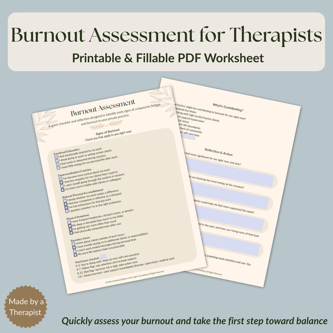 Therapist Burnout Assessment | Compassion Fatigue Self-check for ...
