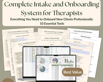 Kompleksowy system przyjmowania i wdrażania klientów dla terapeutów | Skrypty, formularze, moduł śledzenia, zasady i szablony zgód