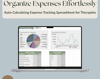 Rejestr wydatków dla terapeutów | Rejestr wydatków w gabinecie | Miesięczne podsumowanie i wykresy | Arkusze Google i Excel