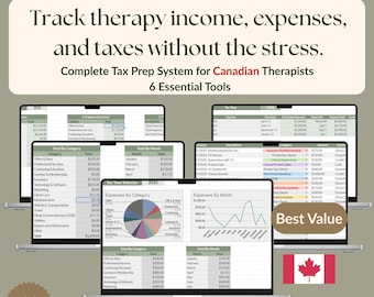 Kanadyjski pakiet podatkowy dla terapeutów | Rejestry dochodów, wydatków i przebiegu w prywatnej praktyce | Arkusze Google i Excel