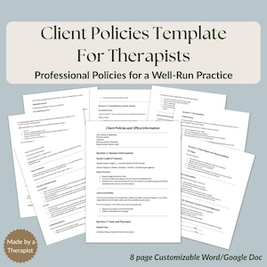 Client Policies Template for Therapists | Editable Word/Google Docs Template