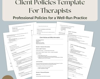 Client Policies Template for Therapists | Editable Word/Google Docs Template