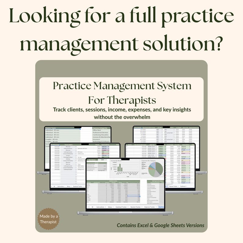 Therapy Client Tracker Spreadsheet | Caseload Management for Therapists ...