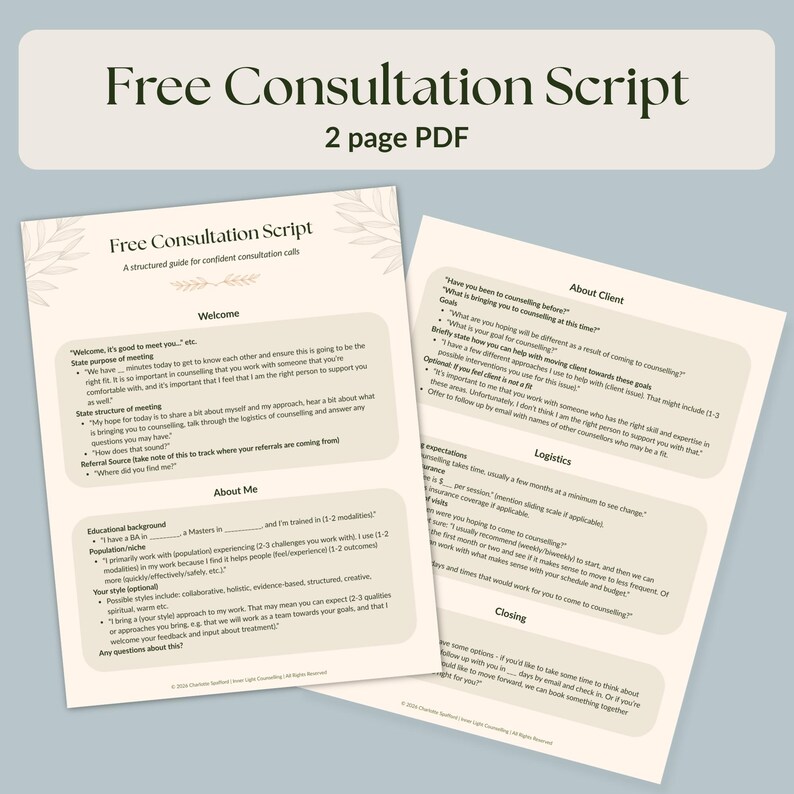 Complete Client Intake & Onboarding System for Therapists | Scripts ...