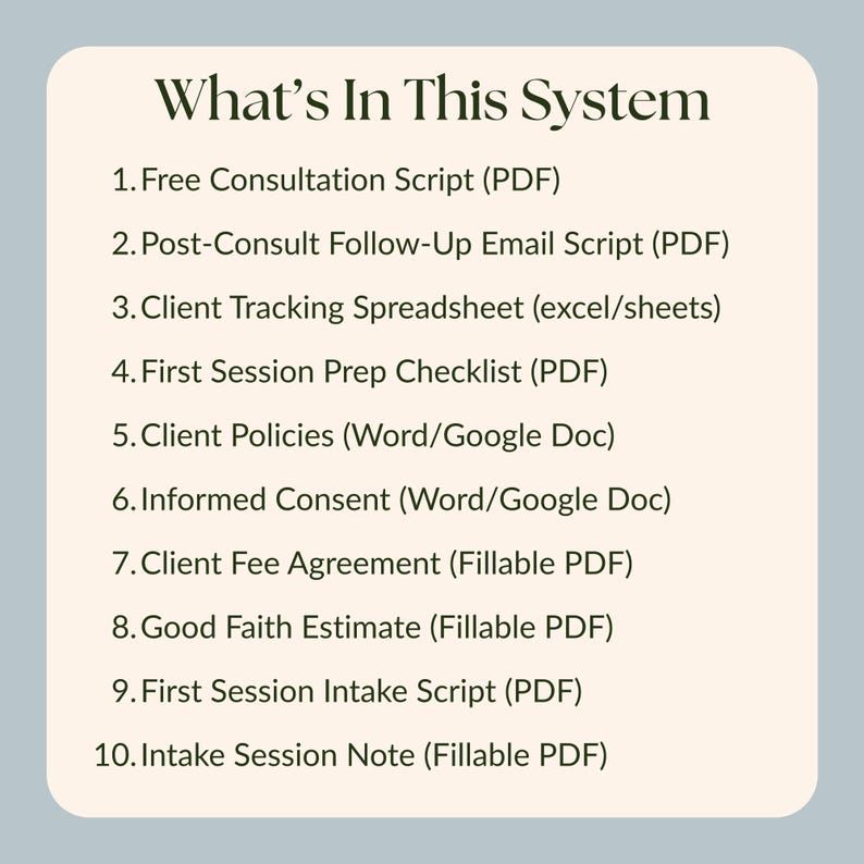 Complete Client Intake & Onboarding System for Therapists | Scripts ...