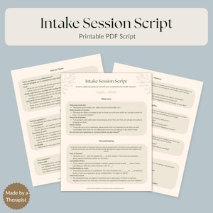 Intake Session Script for Therapists | First Session Template | Private Practice Assessment