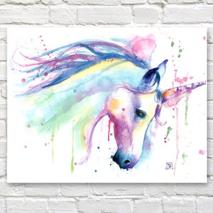 Unicorn print, poster, Rainbow unicorn watercolor, nursery wall, unicorn decor, party, unicorn birthday, unicorn nursery, girls art, image 4