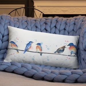 Bluebird Pillow, accent pillow, throw pillow, animal pillow, bird pillow, decorative pillow, home decor, housewarming gift, bird décor image 1