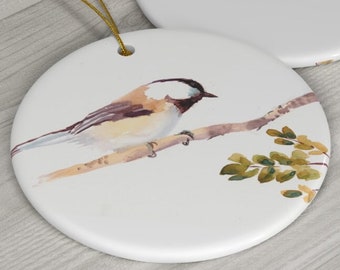 Chickadee ornament, black-capped chickadee, Carolina chickadee, realistic bird ornament for Christmas tree, birdwatcher gift, nature lover