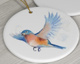 Bluebird Ceramic Ornament by Paige Keiser, Christmas Ornament