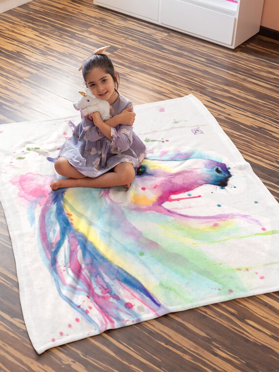 Unicorn Sherpa Fleece Blanket Kids Children Fantasy Theme Nursery