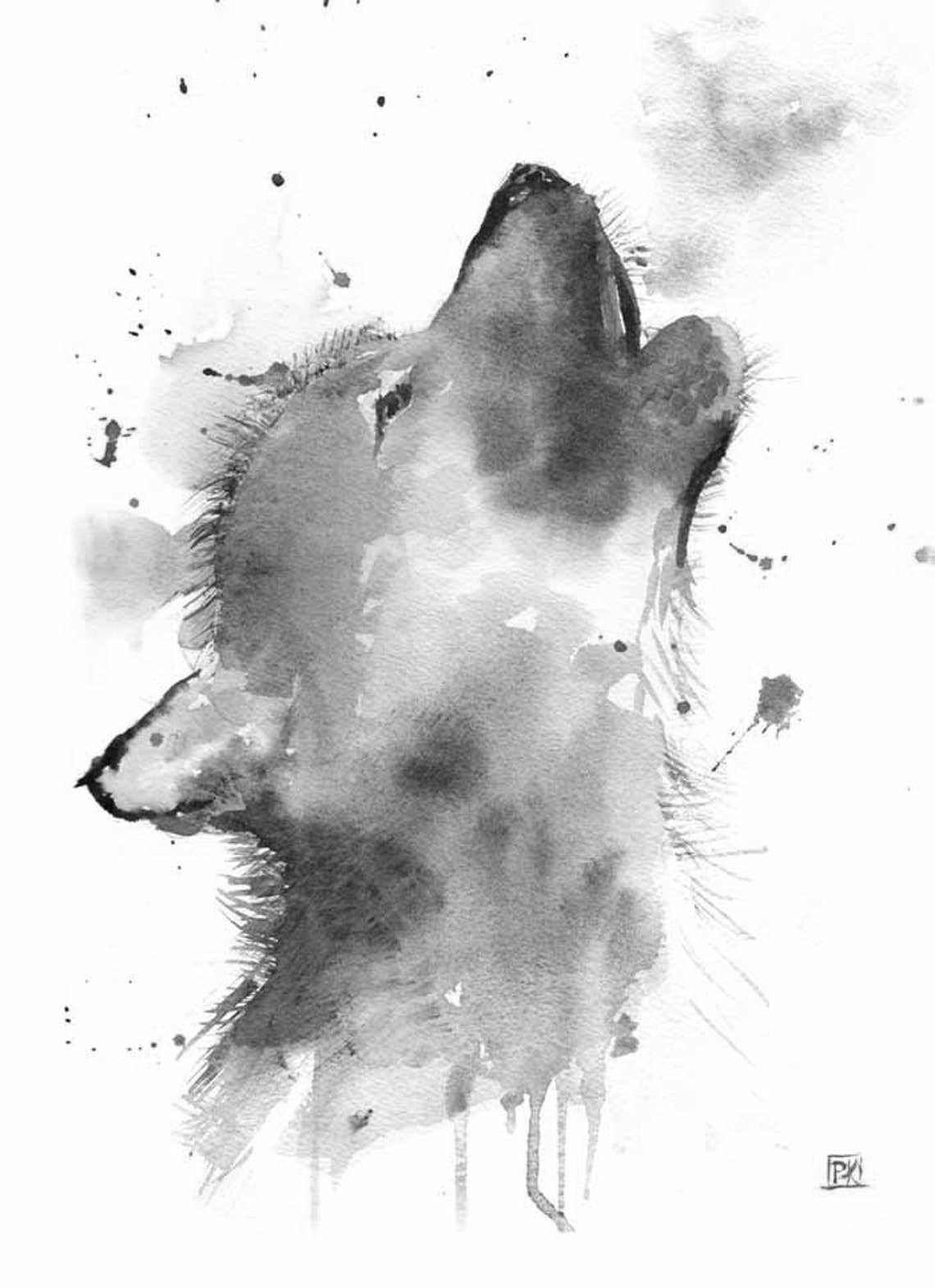 Wolf Art Wolf Print Poster Wolf Watercolor Black and - Etsy