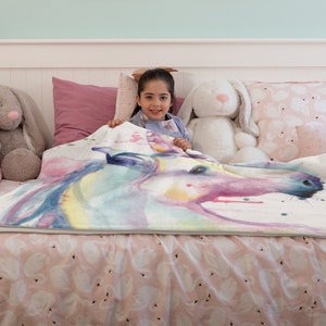 Unicorn Sherpa Fleece Blanket Kids Children Fantasy Theme Nursery Decor 50 x 60 image 2