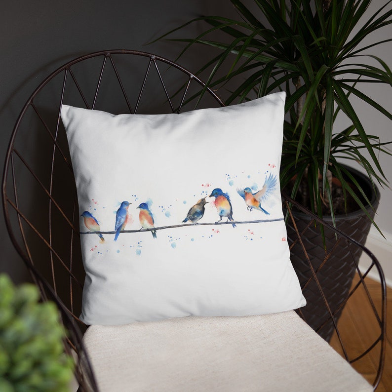 Bluebird Pillow, accent pillow, throw pillow, animal pillow, bird pillow, decorative pillow, home decor, housewarming gift, bird décor image 10