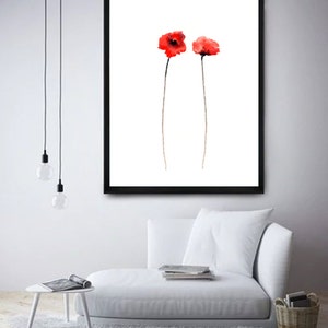 Red Poppies Print, Canvas, Poster, Watercolor Painting, Print Flower Art, Home Decor, Wall Art, Poppy Bedroom, Wall, Home Decor, Unframed image 4