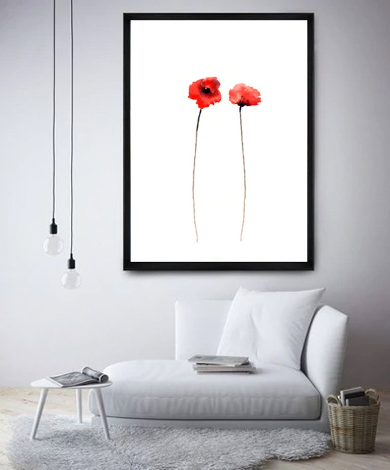 Red Poppies Print, Canvas, Poster, Watercolor Painting, Print Flower Art, Home Decor, Wall Art, Poppy Bedroom, Wall, Home Decor, Unframed image 4