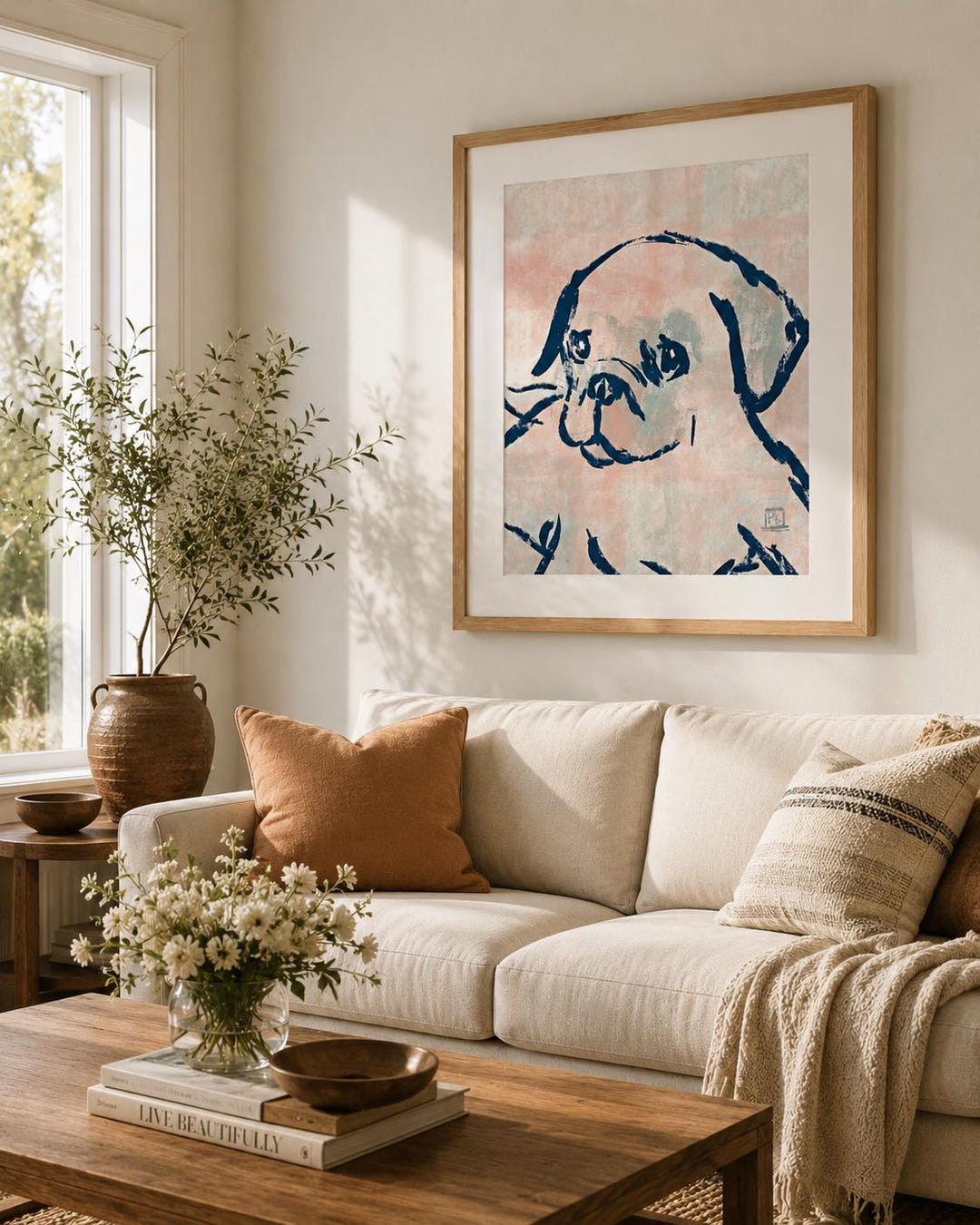 Pet Portrait Hand Drawn, No AI, Custom Dog or Cat Painting, Abstract Style